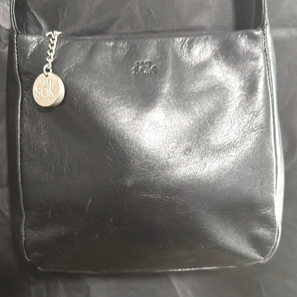 Vintage Sak Leather Crossbody Bag black leather beautiful condition